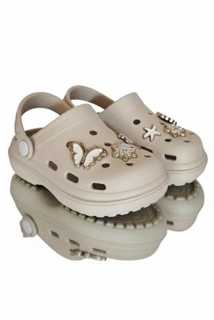 Cross Anatomik Taşlı Ekru Eva Plaj Deniz Günlük Çocuk Terlik 755