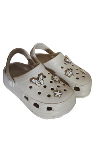 Cross Anatomik Taşlı Ekru Eva Plaj Deniz Günlük Çocuk Terlik 205