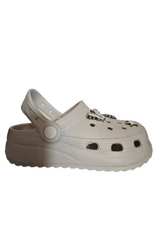 Cross Anatomik Taşlı Ekru Eva Plaj Deniz Günlük Çocuk Terlik 205