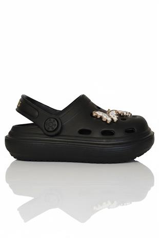 Cross Anatomik Taşlı Siyah Eva Plaj Deniz Günlük Çocuk Terlik 755