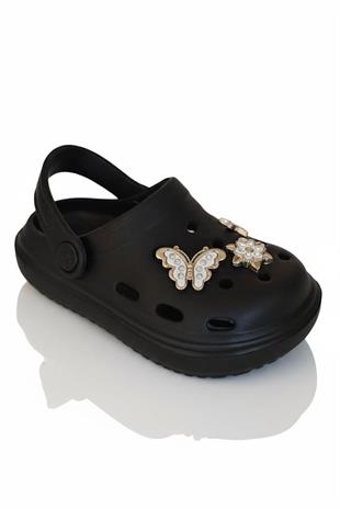 Cross Anatomik Taşlı Siyah Eva Plaj Deniz Günlük Çocuk Terlik 755