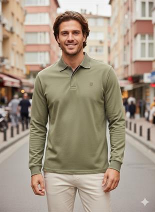 Jack & Jones JPRCCRODNEY LS Polo Yaka Yeşil Erkek Sweat Shirt 12259645