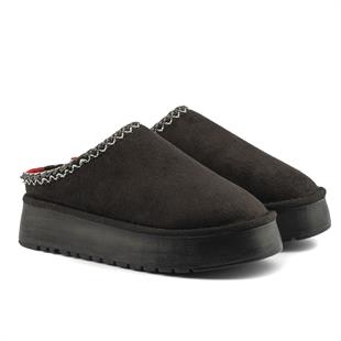 Roy Jones Kadın İçi Kürklü Siyah Yüksek Taban Günlük Terlik 9000-103