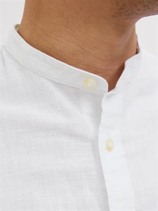 Jack & Jones JJESUMMER Band Erkek Keten Gömlek Beyaz 12269319