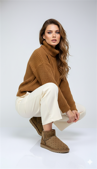 Pierre Cardin Baskılı Kadın İçi Peluş Süet Taba Günlük Bot 55391