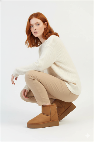 Pierre Cardin Kadın İçi Peluş Süet Taba Yüksek Taban Günlük Bot 52710