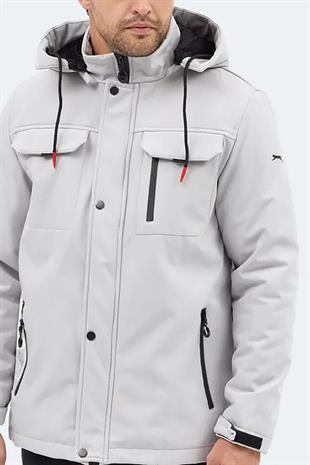 Slazenger GLEAM Erkek Kapüşonlu Taş Gri Mont & Kaban