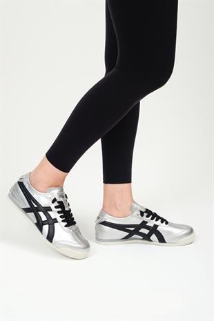 eTayger E-2003 Gümüş Siyah Kadın Sneaker Spor Ayakkabı