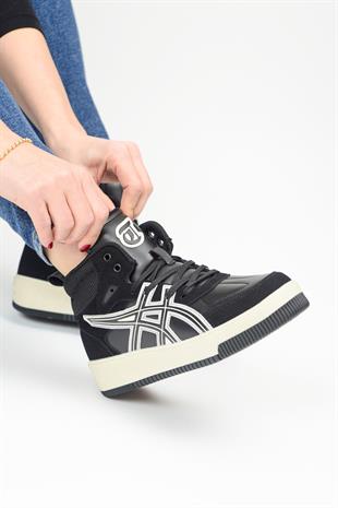 eTayger E-2049 Hi Air Force Siyah Gri Kadın Bilekli Sneaker Spor Ayakkabı