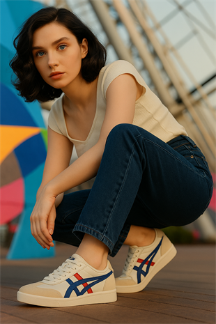 eTayger E-3150-3172 SMB Beyaz Mavi Kırmızı Unisex Sneaker Spor Ayakkabı