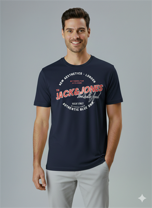 Jack & Jones JJELOGO Erkek Koyu Lacivert Tişört 12288016