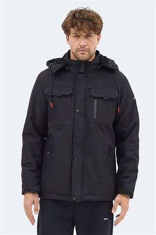 Slazenger GLEAM Erkek Kapüşonlu Siyah Mont & Kaban