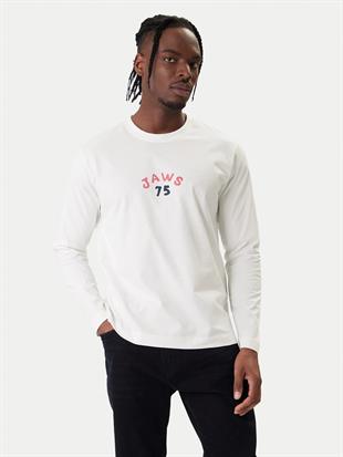 Jack & Jones JORJAWS LS Bisiklet Yaka Kırık Beyaz Erkek Sweatshirt 12286615