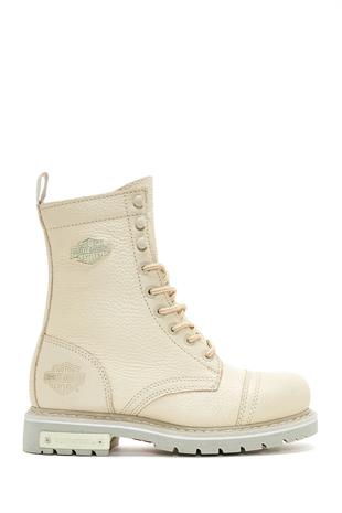 Harley Davidson Colmar Beige Baskılı Deri Kadın Bot Postal Ayakkabı