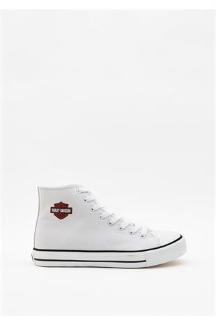 Harley Davidson Logo Slogan Hi Kadın 023Z100162 Beyaz Keten Spor Ayakkabı