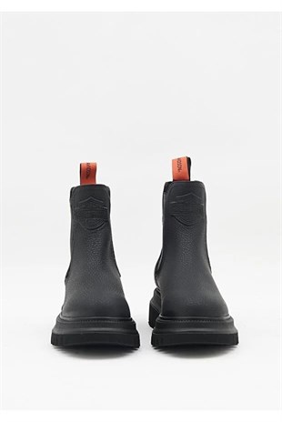 Harley Davidson Mourir Siyah Baskılı Deri Kadın Bot Postal Ayakkabı