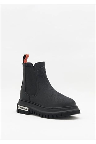 Harley Davidson Mourir Siyah Baskılı Deri Kadın Bot Postal Ayakkabı