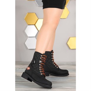 Harley Davidson New Worker Siyah Nubuk Kadın Bot Postal Ayakkabı