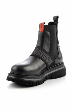 Harley Davidson POLPERRO Siyah Deri Erkek Bot Postal Ayakkabı