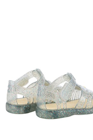 Igor Tobby Gloss Flor Çocuk Cırtlı Sandalet Tr.Transparente Multi Glitter S10322-386