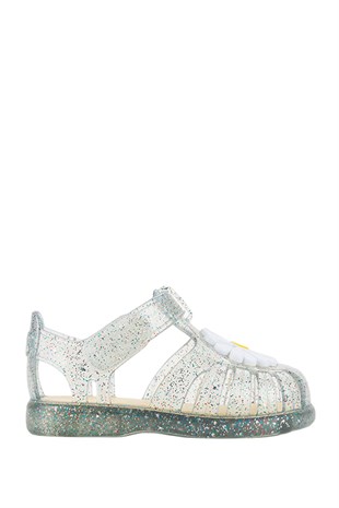 Igor Tobby Gloss Flor Çocuk Cırtlı Sandalet Tr.Transparente Multi Glitter S10322-386