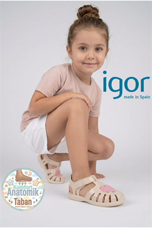 Igor Tobby Gloss Love Bebek Çocuk Sandalet S10310-079 (BB364) Marfil/Fildişi