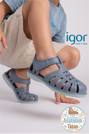 Igor Tobby Solid Bicolor Çocuk Cırtlı Sandalet Oceano BB355-225