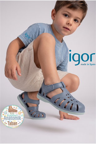 Igor Tobby Solid Bicolor Çocuk Cırtlı Sandalet Oceano BB355-225