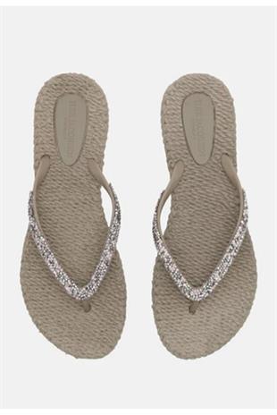 Ilse Jacobsen Cheerful03G Atmosphere Bej Taşlı Parmak Arası Kadın Terlik