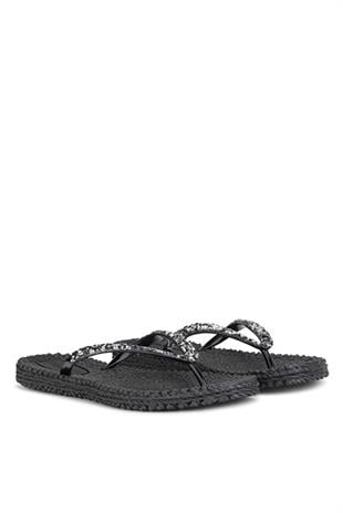 Ilse Jacobsen Cheerful03G Black Siyah Taşlı Parmak Arası Kadın Terlik