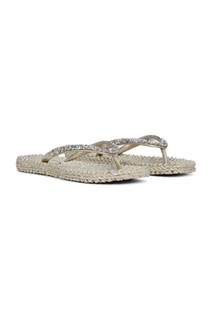 Ilse Jacobsen Cheerful03G Platin Taşlı Parmak Arası Kadın Terlik