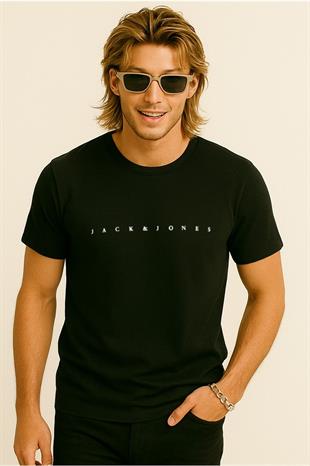 Jack & Jones JJESTAR Logo Yazı Siyah Erkek Tişört 12234746