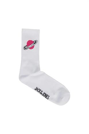 Jack & Jones Erkek 5 li Beyaz Pop Art Çorap 12240536