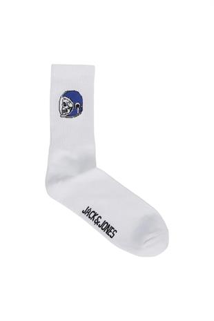 Jack & Jones Erkek 5 li Beyaz Pop Art Çorap 12240536