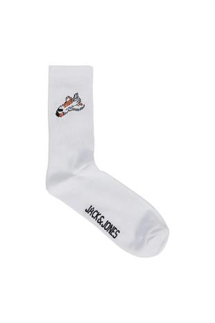 Jack & Jones Erkek 5 li Beyaz Pop Art Çorap 12240536