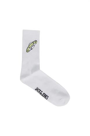 Jack & Jones Erkek 5 li Beyaz Pop Art Çorap 12240536