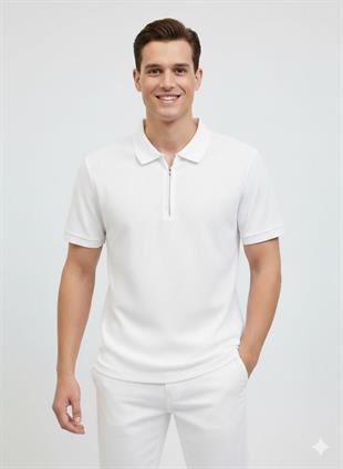 Jack & Jones AUSTIN Logolu Erkek Beyaz Polo Yaka Tişört 12279177