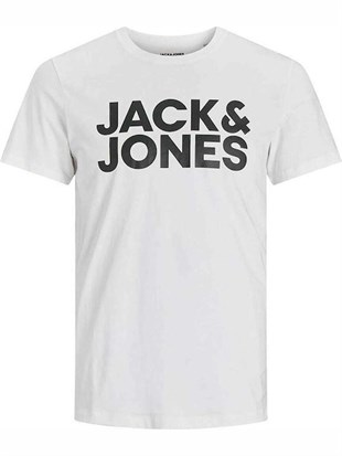 Jack & Jones Corplogo Büyük Logo Erkek Tişört 12151955 White Slim Large
