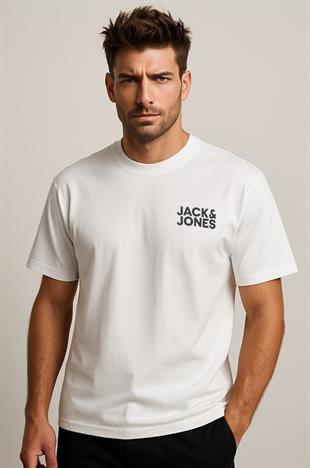 Jack & Jones Corplogo Küçük Logo Erkek Beyaz Tişört 12151955