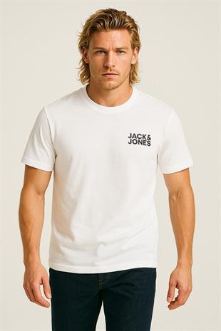 Jack & Jones Corplogo Küçük Logo Erkek Beyaz Tişört 12151955