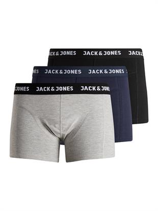 Jack & Jones JACANTHONY Erkek 3 Lü Set Siyah Boxer 12160750 Siyah Gri Laci 3 Renk
