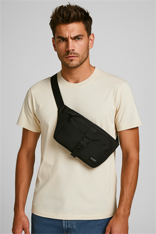 Jack & Jones JACASHFORD Mesh Büyük Bel Çantası Siyah 12233476