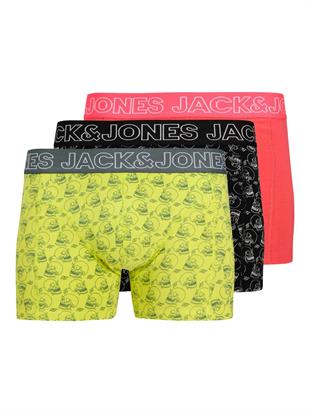 Jack & Jones JACCAPRI SKULL Erkek 3 Lü Set Siyah Mercan Sarı Boxer 12277768
