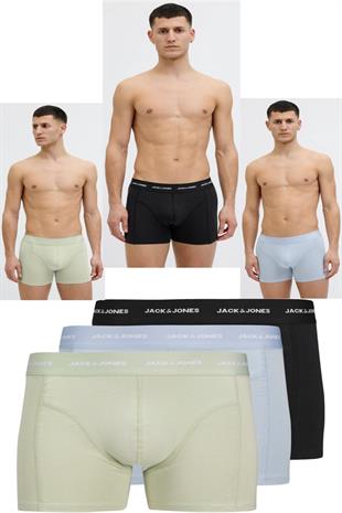 Jack & Jones JACTOM BAMBOO Erkek 3 Lü Set Yeşil Mavi Siyah Boxer 12277176