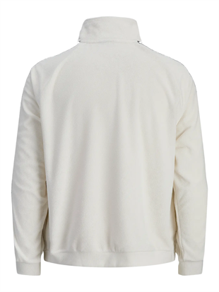 Jack & Jones JCOATHLETICO TOWEL Kırık Beyaz Erkek Fermuarlı Sweat Ceket 12286672