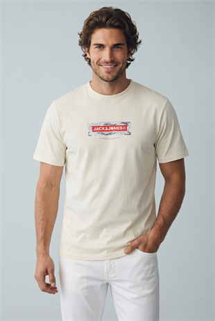 Jack & Jones Jcobreeze Marka Baskılı Erkek Açık Sarı Tişört 12297851