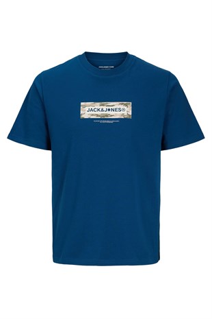 Jack & Jones Jcobreeze Marka Logolu Erkek Poseidon/Petrol Tişört 12297851