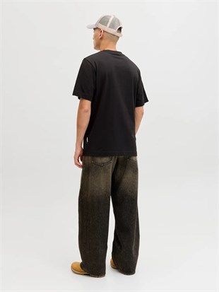 Jack & Jones JCOCLUB FRONT PRINT TEE SS CREW  NECK Logolu Erkek Siyah Tişört 12289868