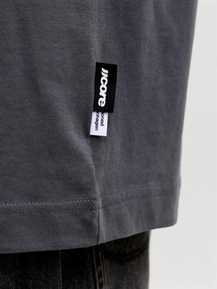 Jack & Jones JCOCLUB FRONT PRINT TEE SS CREW  NECK Logolu Erkek Asfalt Tişört 12289868