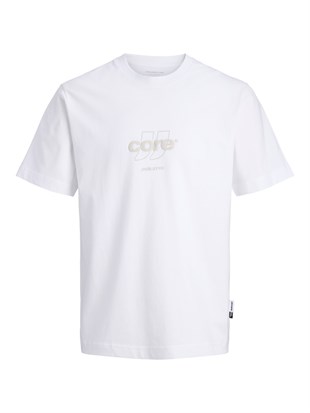Jack & Jones JCOCLUB FRONT PRINT TEE SS CREW  NECK Logolu Erkek Beyaz Tişört 12289868
